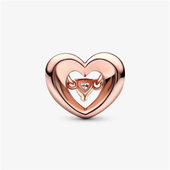Radiant Heart & Floating Stone Charm  power of love Pendant  Rose Gold - Picture 2 of 3